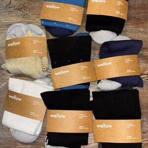 Wellow Men's Crew Socks Pack — Black, Navy, White, Gray, Tan one pair
